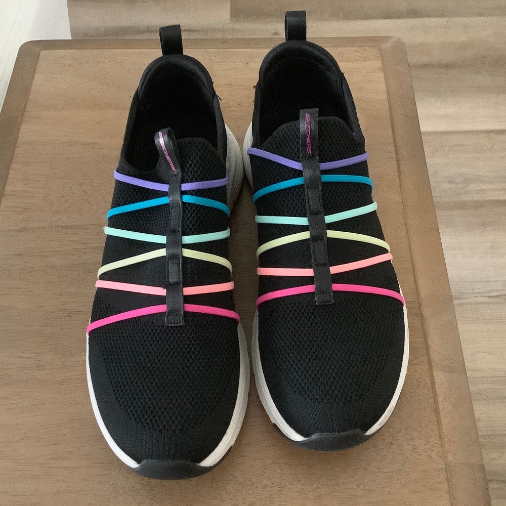 Skechers Black Athletic Shoes with Multicolor Straps